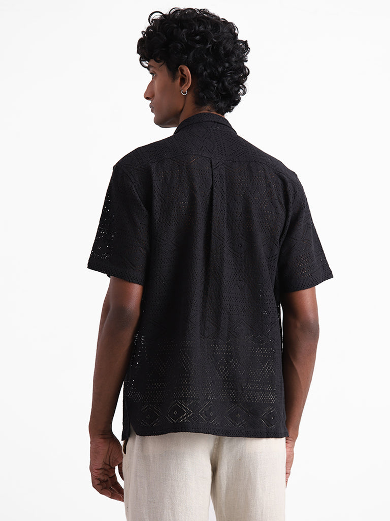 ETA Black Mesh Relaxed Fit Shirt