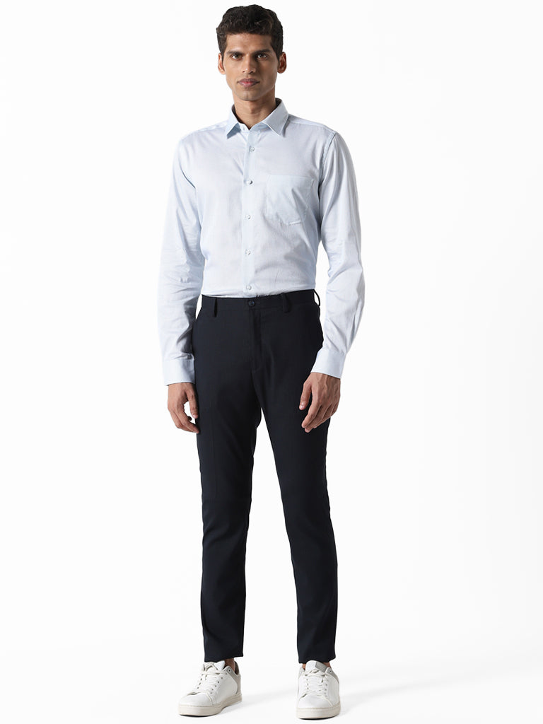 WES Formals Plain Blue Shirt