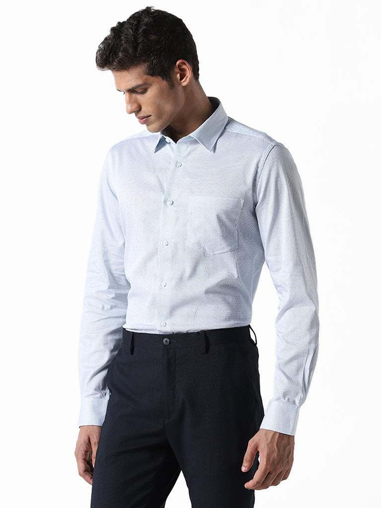 WES Formals Plain Blue Shirt