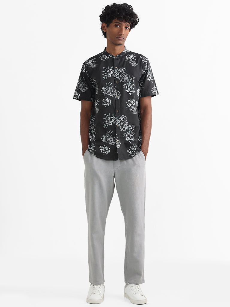 ETA Black Printed Floral Relaxed Fit Lisa Shirt