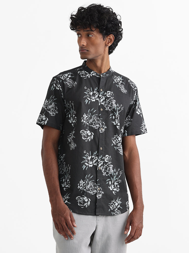 ETA Black Printed Floral Relaxed Fit Lisa Shirt