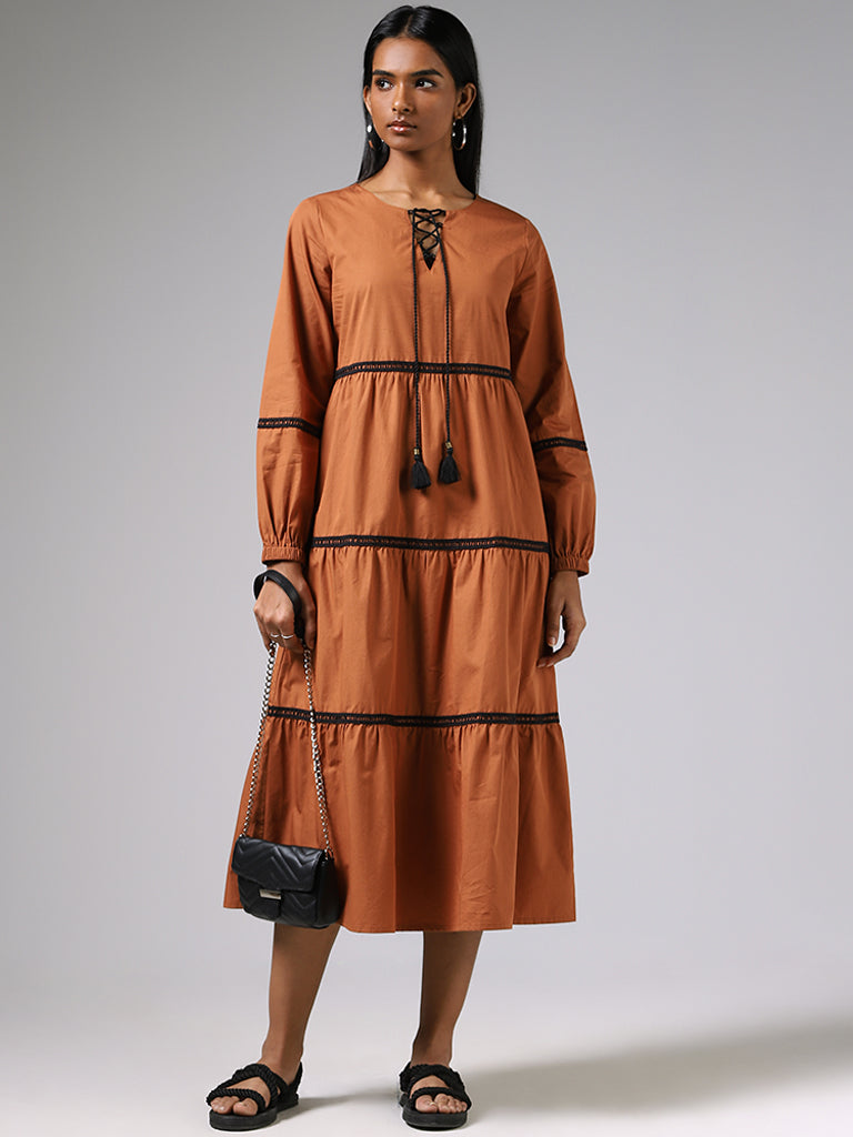 LOV Rust Tiered Dress