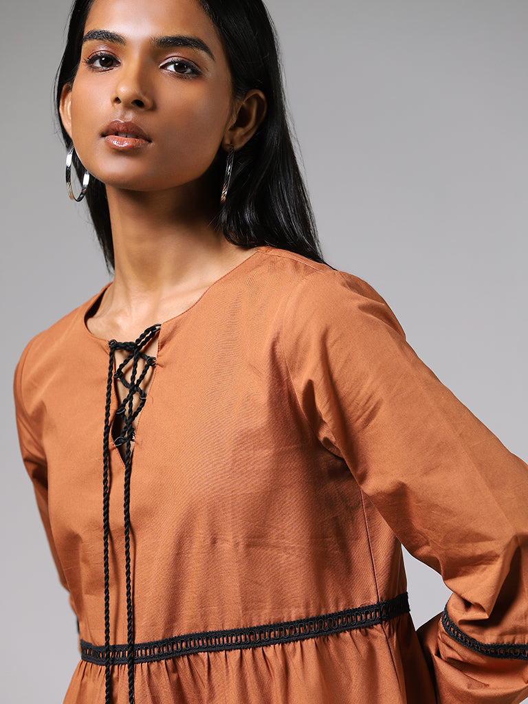 LOV Rust Tiered Dress