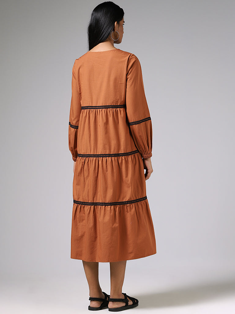 LOV Rust Tiered Dress