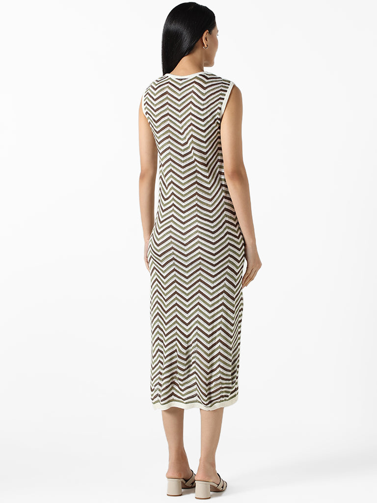 LOV Olive Multi-coloured Slim Fit Dress