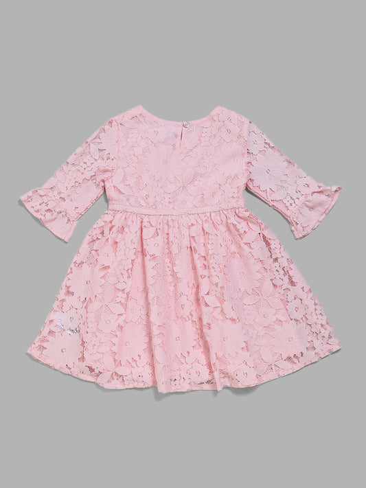 HOP Kids Pink Lace Fit and Flare Dress