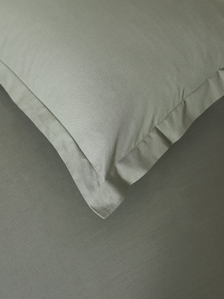 Westside Home Solid Green Queen Bed Flat Sheet and Pillowcase Set