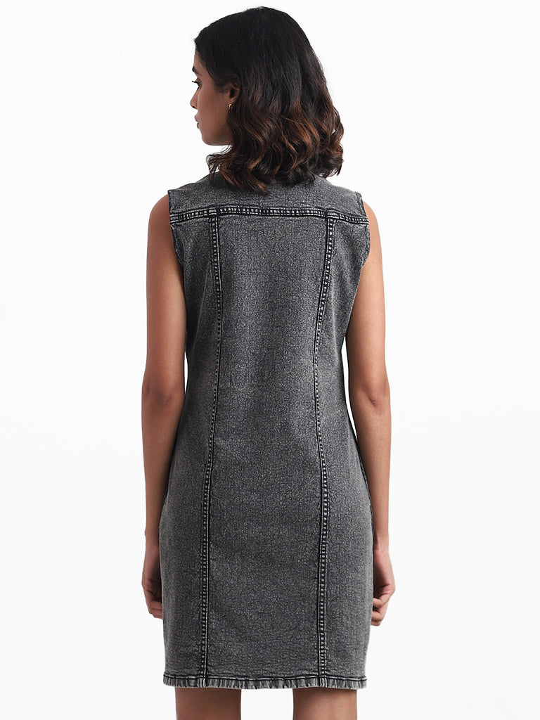 Nuon Grey Denim Shirt Dress