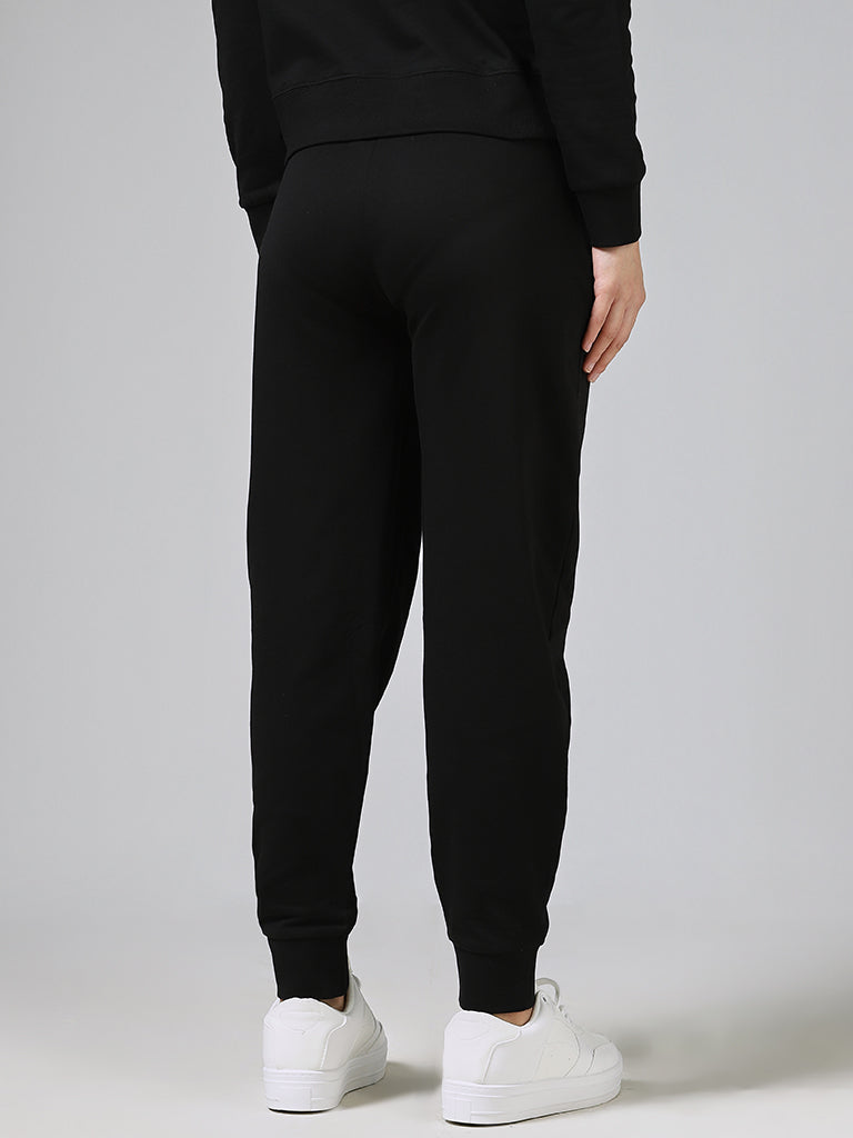 Studiofit Solid Black Ankle-Length Joggers