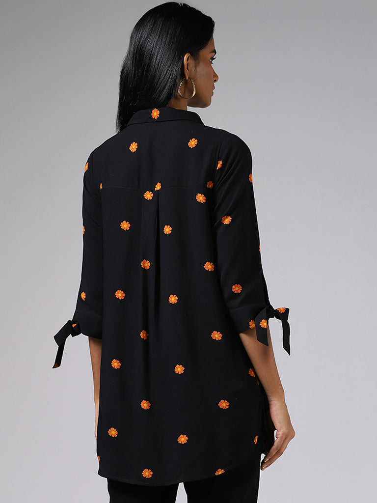 LOV Black Floral Printed Shirt
