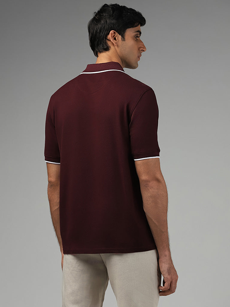 Ascot Wine Cotton Relaxed Fit Polo T-Shirt