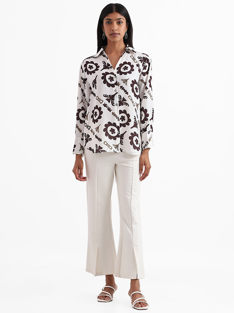 Wardrobe Motif Printed White Shirt