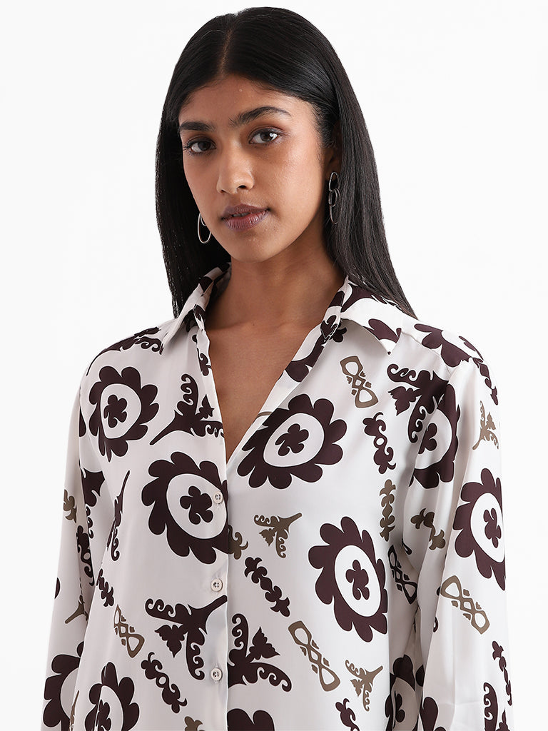 Wardrobe Motif Printed White Shirt