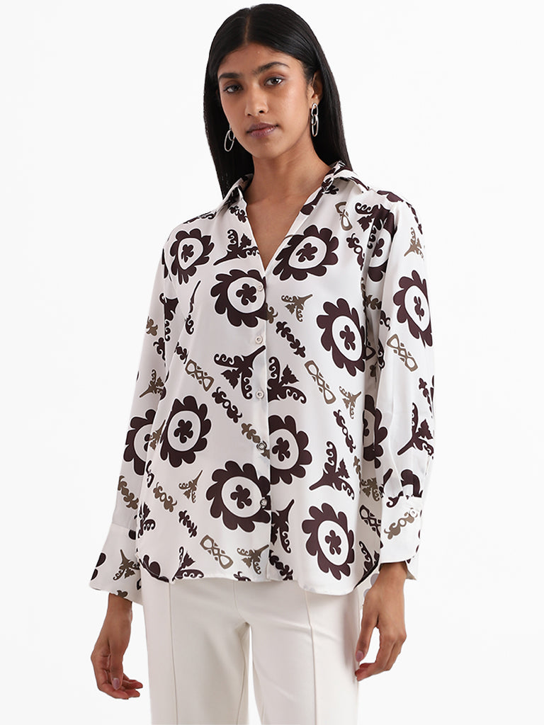 Wardrobe Motif Printed White Shirt