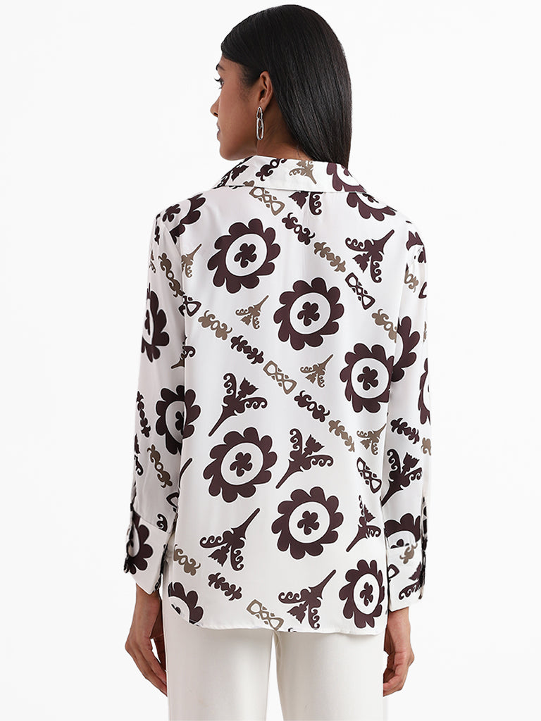 Wardrobe Motif Printed White Shirt