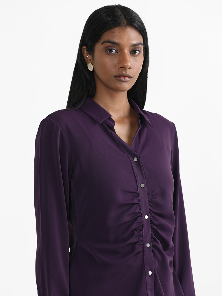 Wardrobe Purple Slim Fit Shirt
