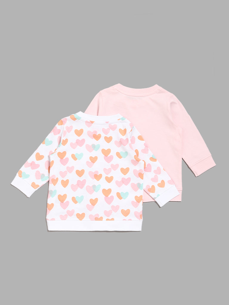 HOP Baby Multicolor Heart Printed T-Shirt - Pack of 2