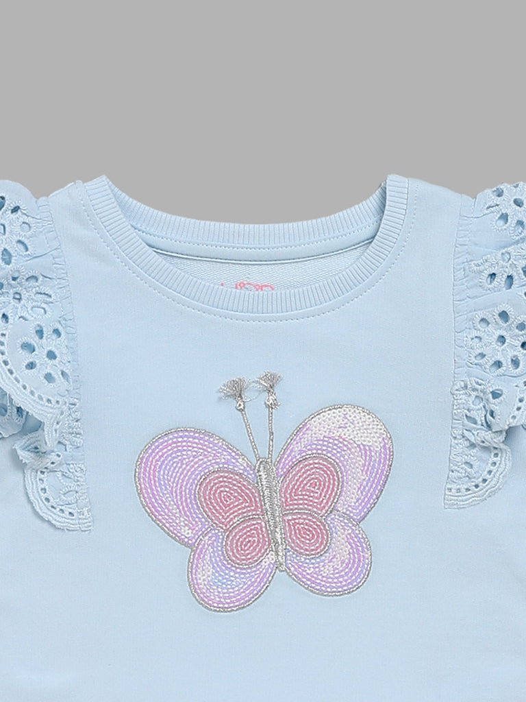 HOP Baby Blue Butterfly Top