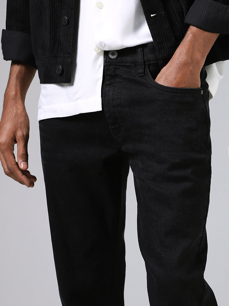 Nuon Solid Black Denim Radio Fit Jeans