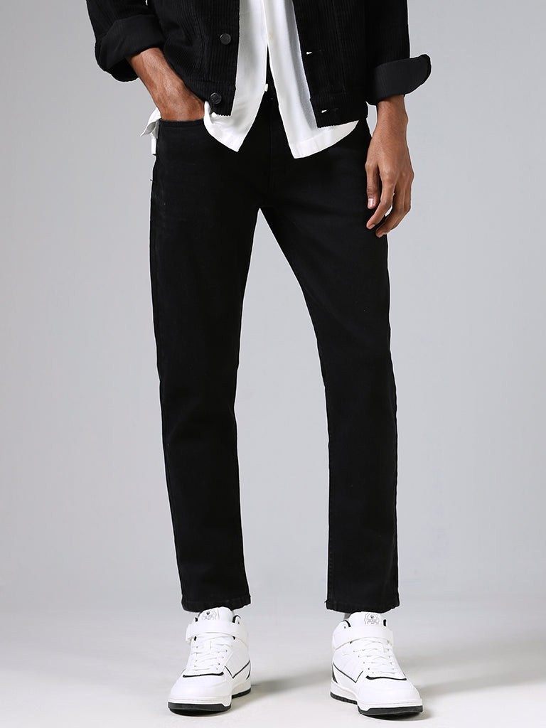 Nuon Solid Black Denim Radio Fit Jeans