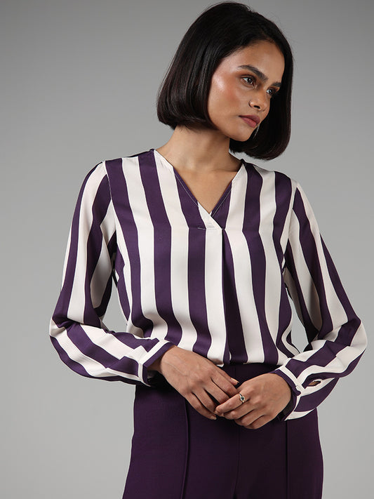 Wardrobe Dark Purple Striped Top