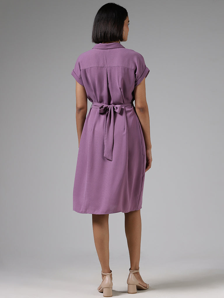 Wardrobe Orchid Button-Down Dress with belt