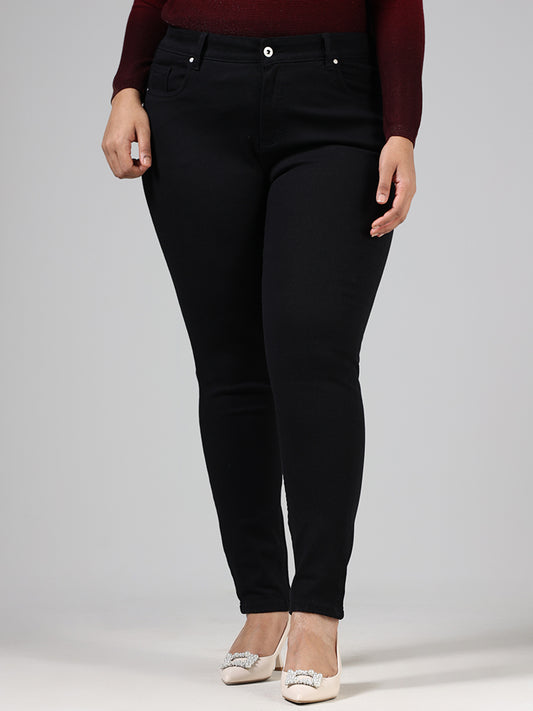 Gia Solid Black Wide-Leg Fit Denim Jeans