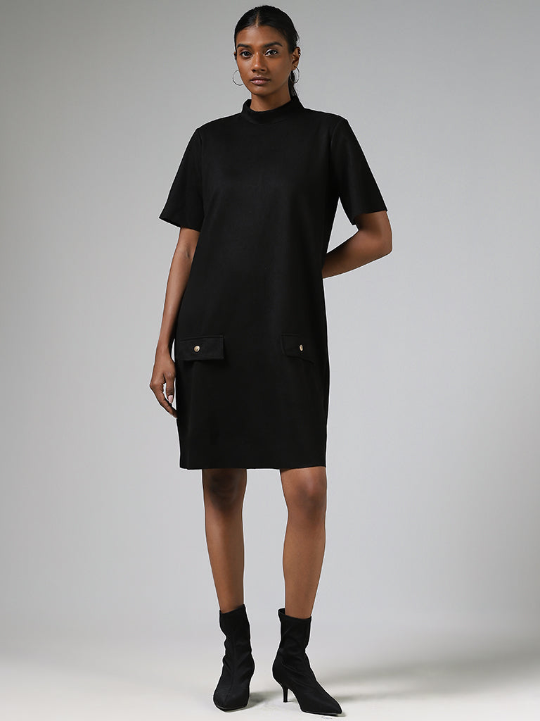Buy Wardrobe Solid Black Shift Dress from Westside
