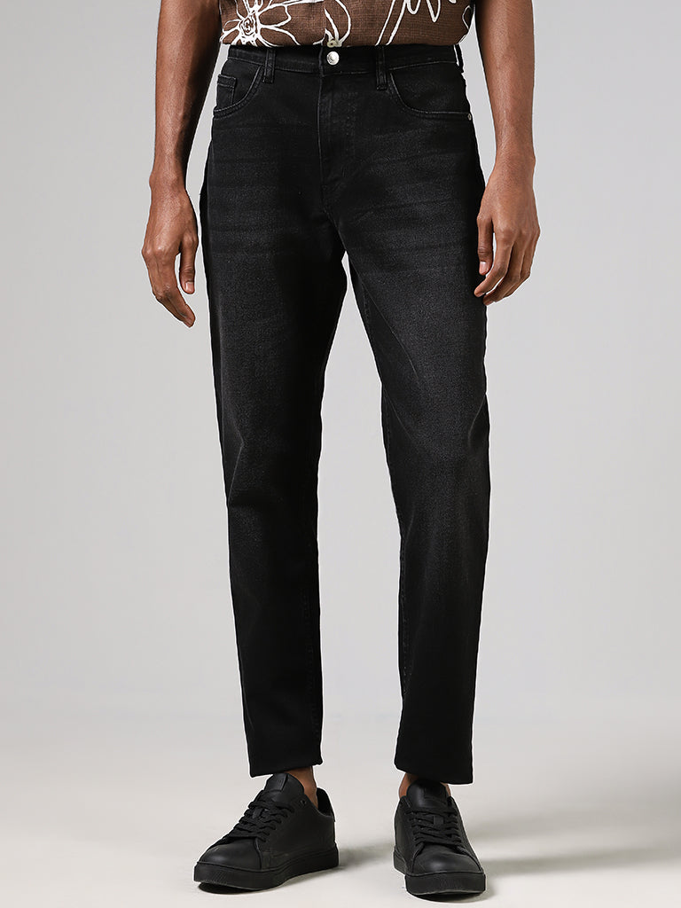 Nuon Black Mid Rise Straight Fit Jeans