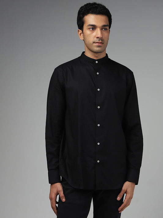 Ascot Solid Black Cotton Relaxed Fit Shirt