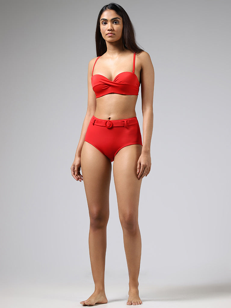 Buy Wunderlove Solid Red Swimwear Bandeau Bra from Westside