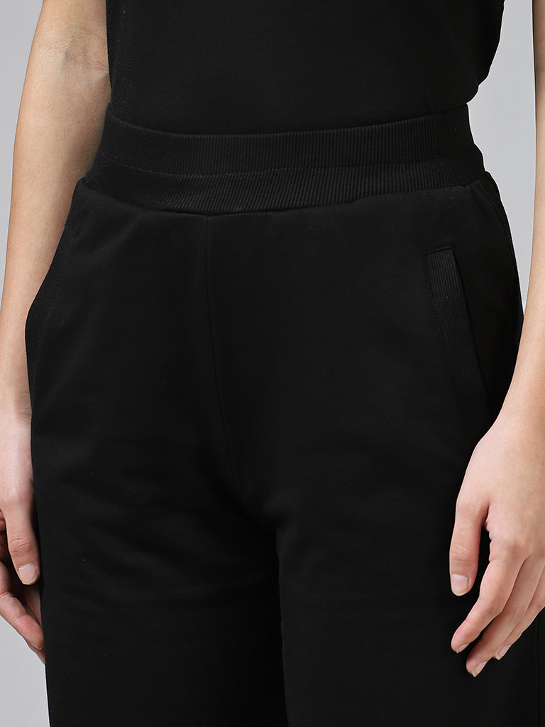 Studiofit Solid Black Lantern Track Pants
