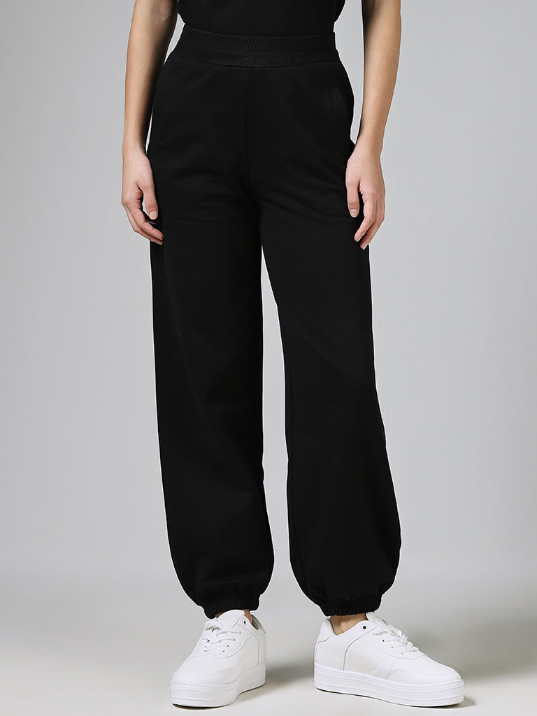 Studiofit Solid Black Lantern Track Pants