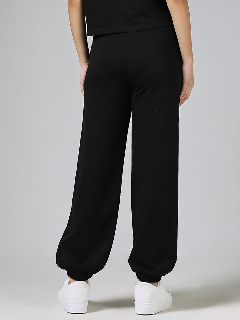 Studiofit Solid Black Lantern Track Pants