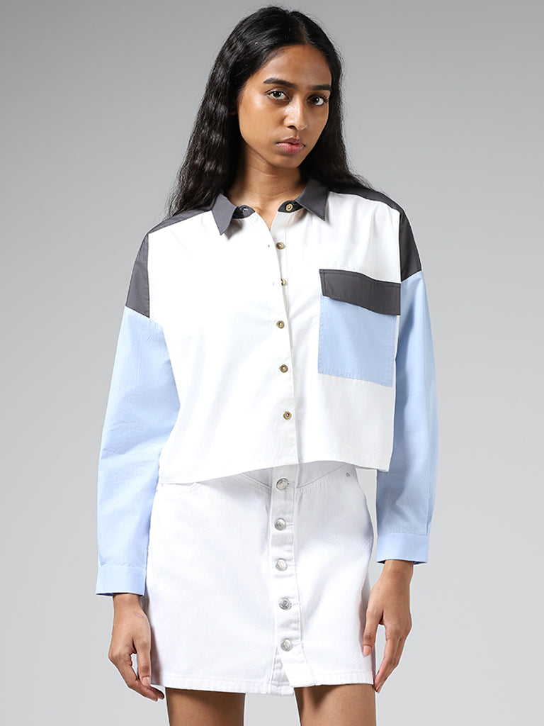 Buy Nuon White Color Block Shirt from Westside