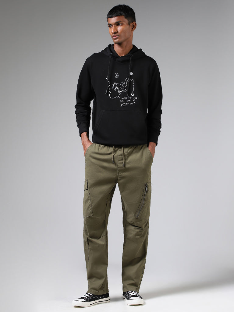 Relaxed Fit Sweatpants - Khaki green - Men