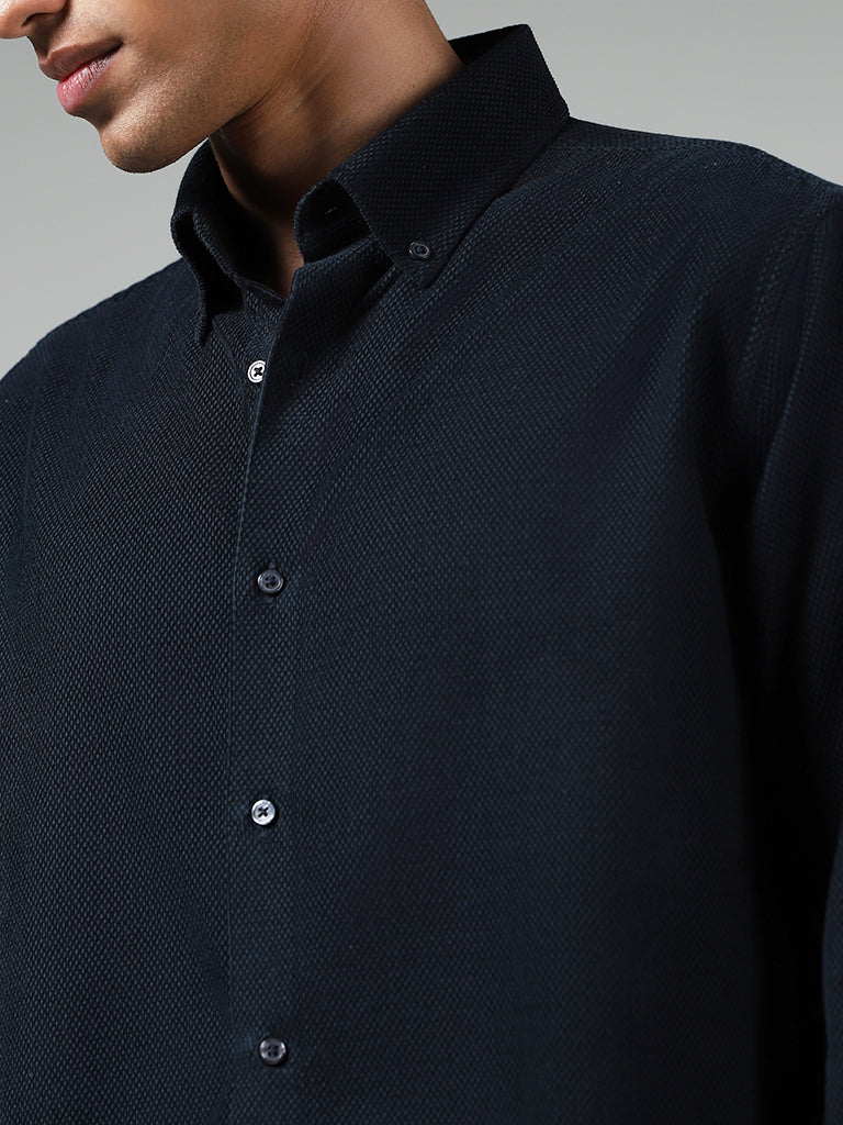 Ascot Blue Cotton Relaxed Fit Shirt