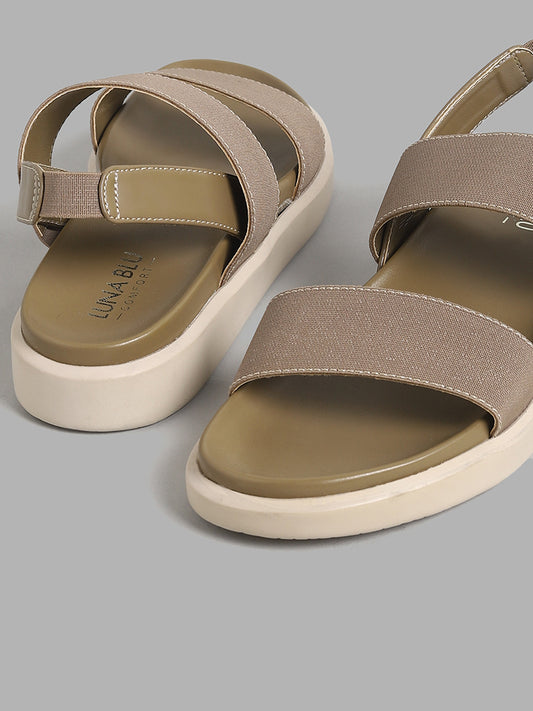 LUNA BLU Beige Double Elasticated Slingback Sandals