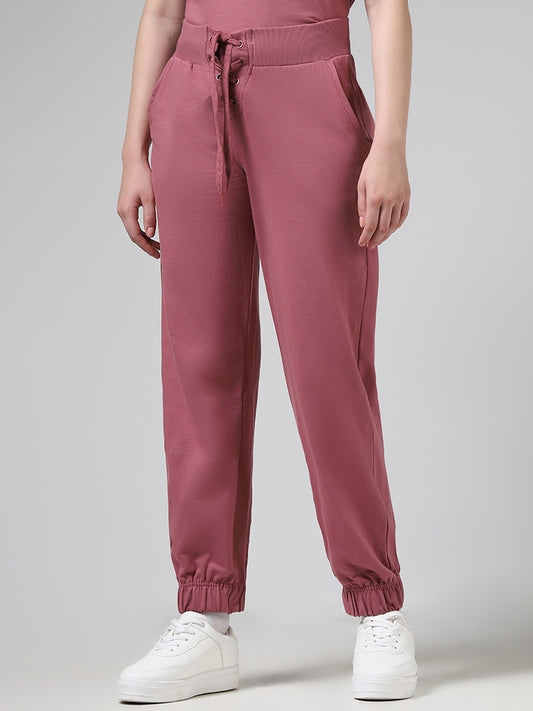 Superstar Solid Rose Pink Cotton Lace-Up Joggers