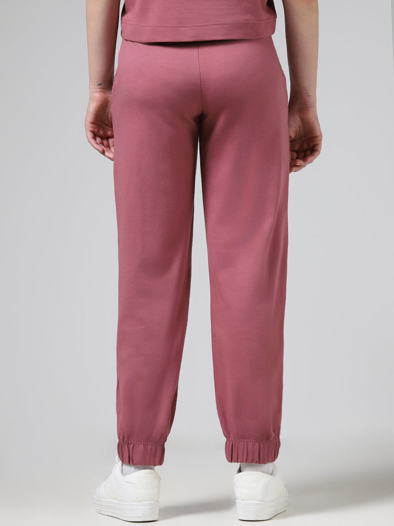 Superstar Solid Rose Pink Cotton Lace-Up Joggers