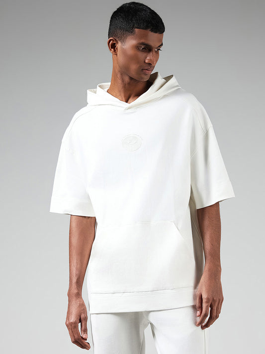 Studiofit Off White Cotton Hoodie Sweatshirt