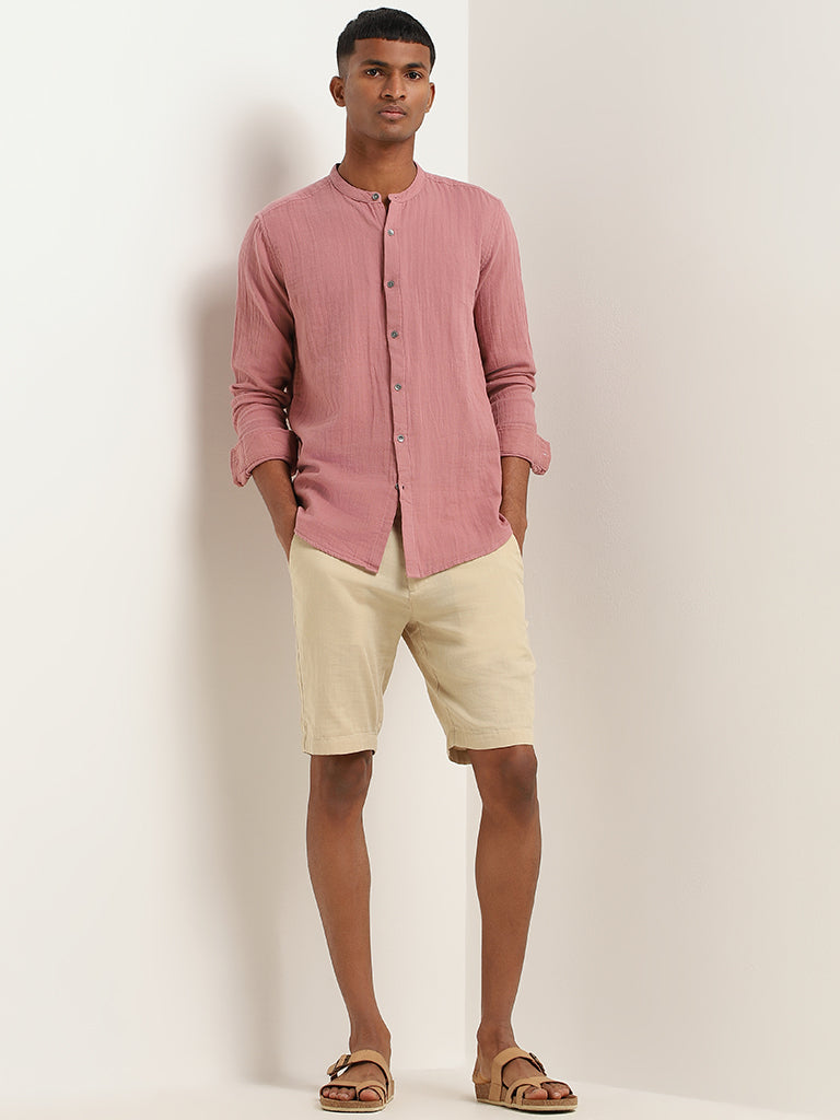 ETA Pink Cotton Slim-Fit Shirt