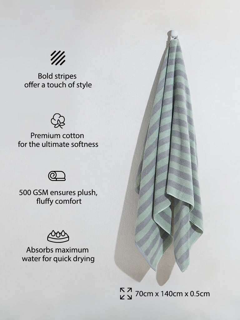 Westside Home Green Broad Striped Bath Towel