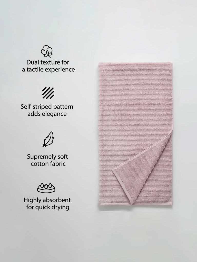 Westside Home Light Pink Self-Striped Bath Towel