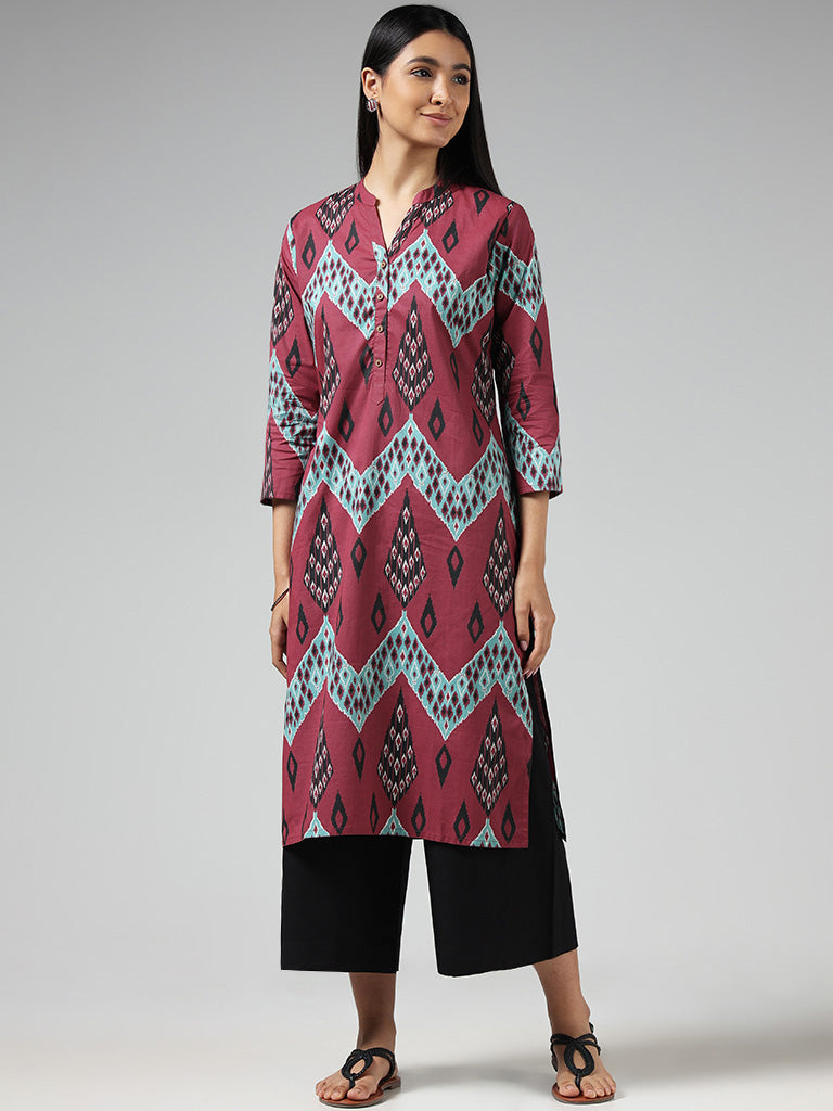 Buy Utsa Pink Ikat Printed Kurta from Westside