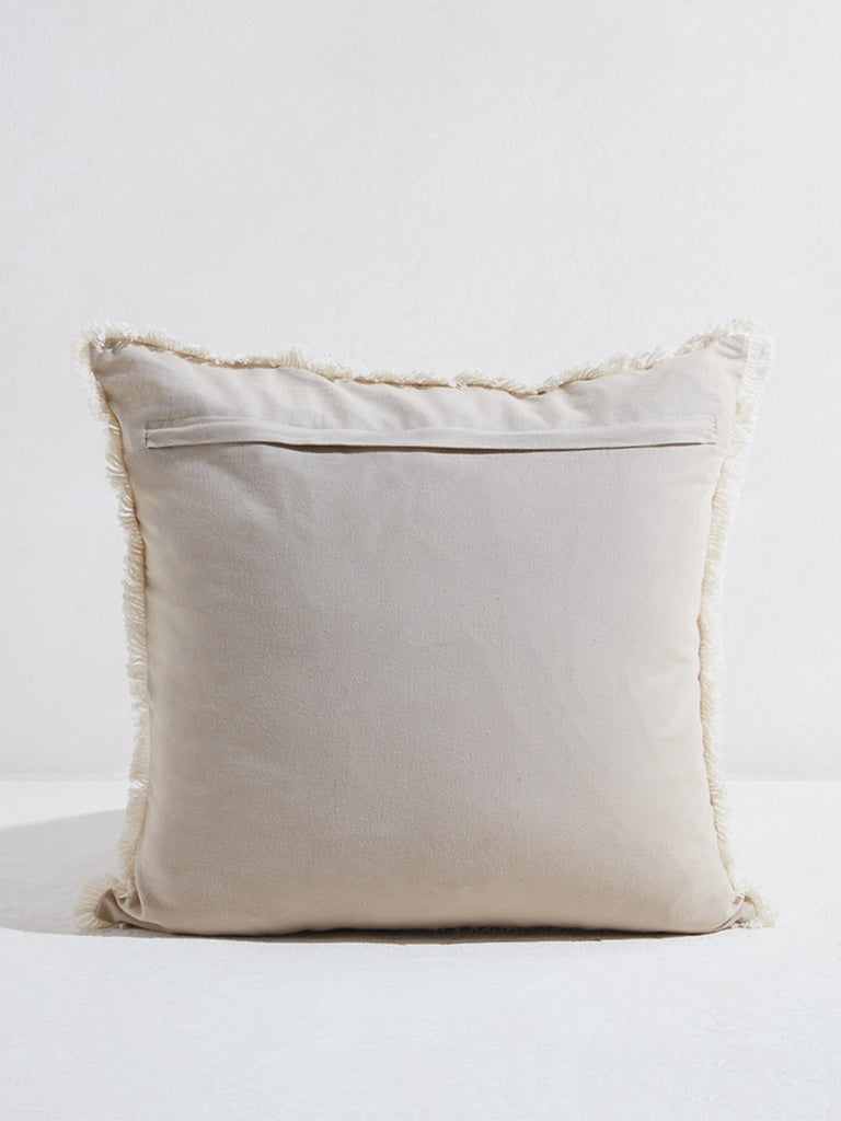 Westside Home Beige Embroidered Cushion Cover