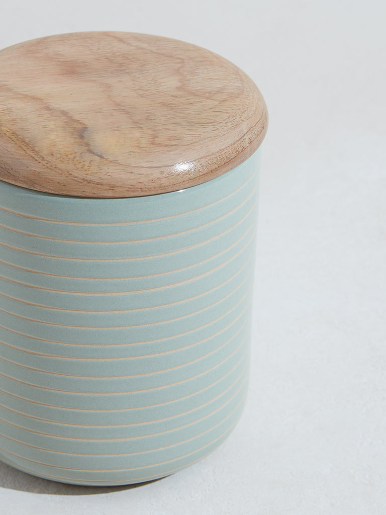 Westside Home Mint Medium Ribbed Storage Jar