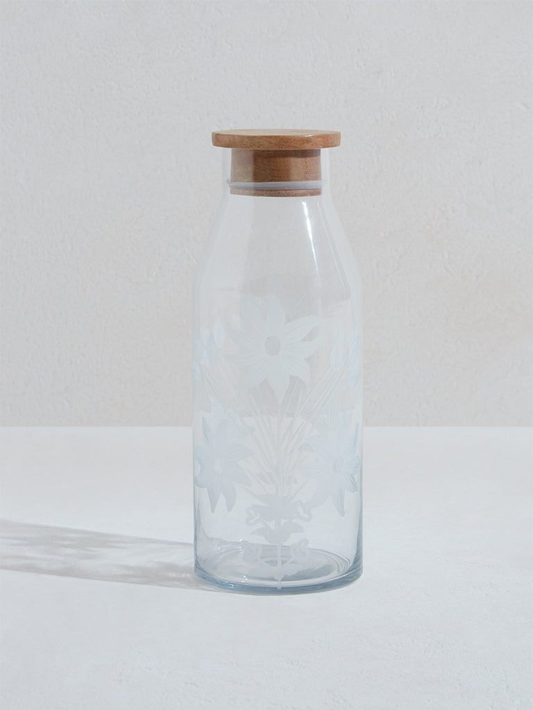 Westside Home Clear Damask Design Milk Bottle