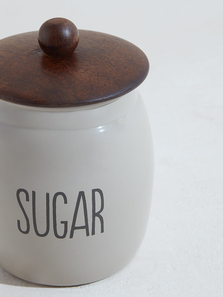 Westside Home Off White Sugar Canister