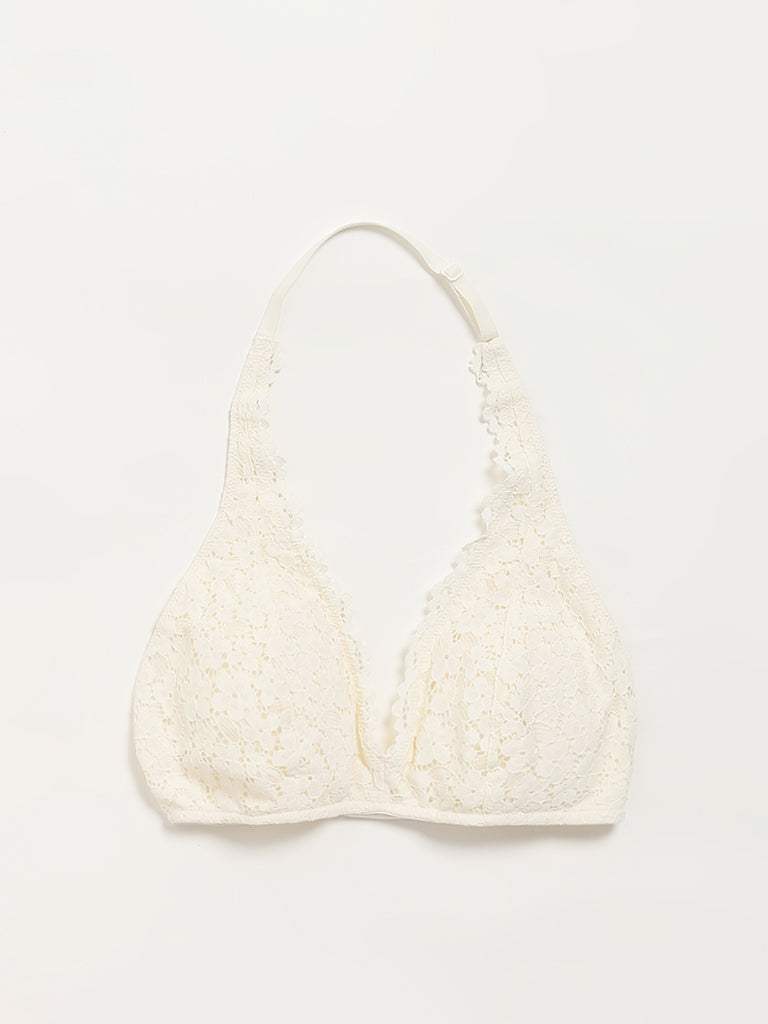 Buy Superstar Off-White Lace Bra from Westside